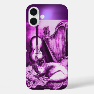 MUSISCHE KAT MET OWL IN PINK PAARS GEM iPhone 16 PLUS HOESJE