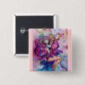 MUSISCHE PINK GESLOTEN VIERKANTE BUTTON 5,1 CM (Voorkant /achterkant)
