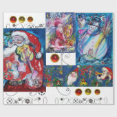MUSISCHE SANTA EN SNOWMEN CHRISTMAS PARTIJ CADEAUPAPIER (Vlak)