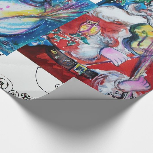 MUSISCHE SANTA EN SNOWMEN CHRISTMAS PARTIJ CADEAUPAPIER (Hoek)