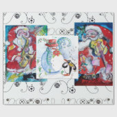 MUSISCHE SANTA EN SNOWMEN CHRISTMAS PARTIJ CADEAUPAPIER (Vlak)