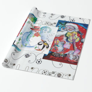 MUSISCHE SANTA EN SNOWMEN CHRISTMAS PARTIJ CADEAUPAPIER