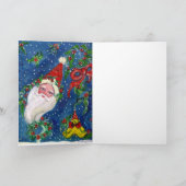 MUSISCHE XMAS-PARTIJ, SANTA, RODE BOW EN KRUIDENBE FEESTDAGEN KAART (Binnen)