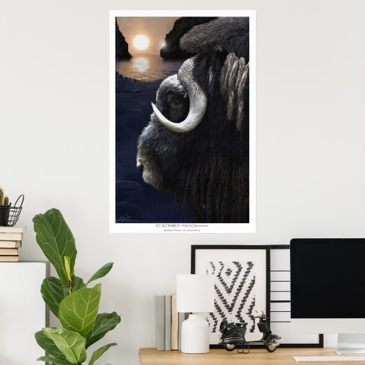MUSK OX & ARCTIC SUN Art Print (Thuiskantoor)