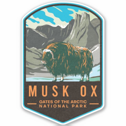 Musk Ox Gates Of The Arctic National Park Sticker (Voorkant)
