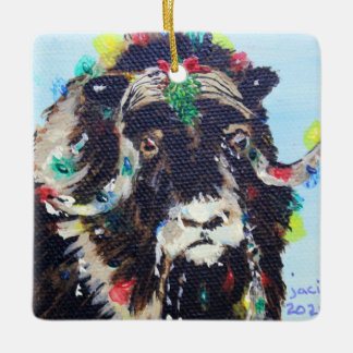Musk Ox Kerstmis Keramisch Ornament