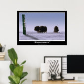 Musk Oxen & Totem Pole Art Poster (Thuiskantoor)