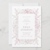 Musk Pink Floral Birthday Uitnodiging (Voorkant)