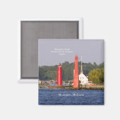 Muskegon Entrance Lights magnet (Voorkant / Achterkant)