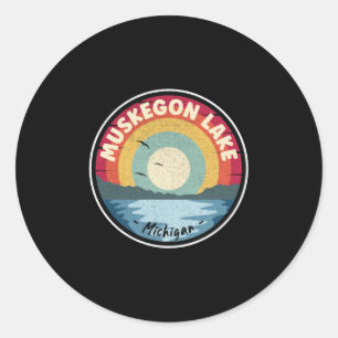 Muskegon Lake Michigan Colorful Scene Ronde Sticker