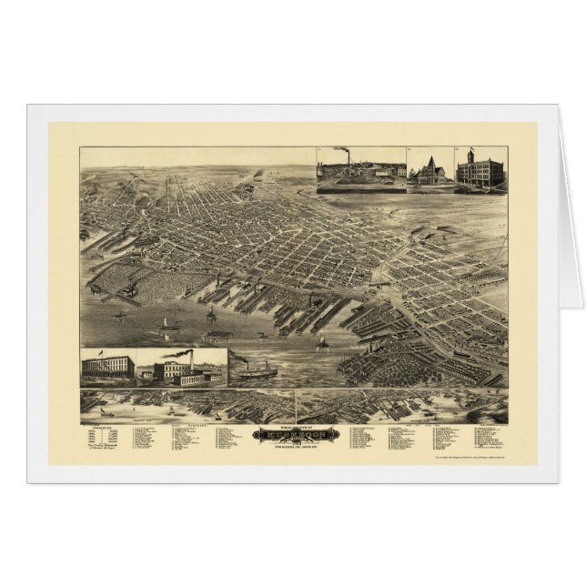 Muskegon, MI Panorama Map - 1889 (Voorkant Horizontaal)