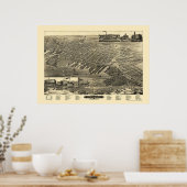 Muskegon, MI Panorama Map - 1889 Poster (Keuken)