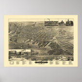 Muskegon, MI Panorama Map - 1889 Poster (Voorkant)