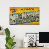 Muskegon, Michigan - Grote lettertjes Poster (Thuiskantoor)