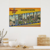 Muskegon, Michigan - Grote lettertjes Poster (Keuken)