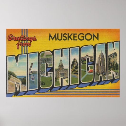 Muskegon, Michigan - Grote lettertjes Poster (Voorkant)
