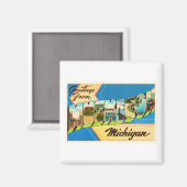 Muskegon Michigan MI Old Vintage Travel Souvenir Magneet (Voorkant / Achterkant)