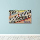 Muskegon, Michigan - Scenes 2 met grote letters Canvas Afdruk (Insitu (Houten vloer))