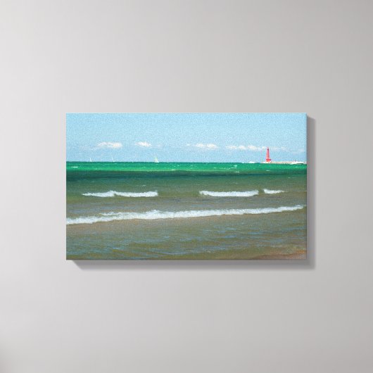 Muskegon Pier Light, Muskegon, Michigan Canvas Afdruk (Voorkant)