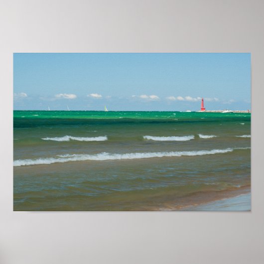 Muskegon Pier Light, Muskegon, Michigan Poster (Voorkant)