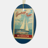 Muskegon Sailboot Vintage Travel Michigan Keramisch Ornament (Links)