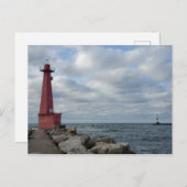 Muskegon South Breakwater Light, Lake Michigan Briefkaart (Voorkant / Achterkant)