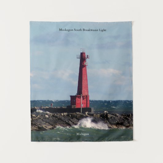 Muskegon South Breakwater Light tapestry Wandkleed (Voorkant)