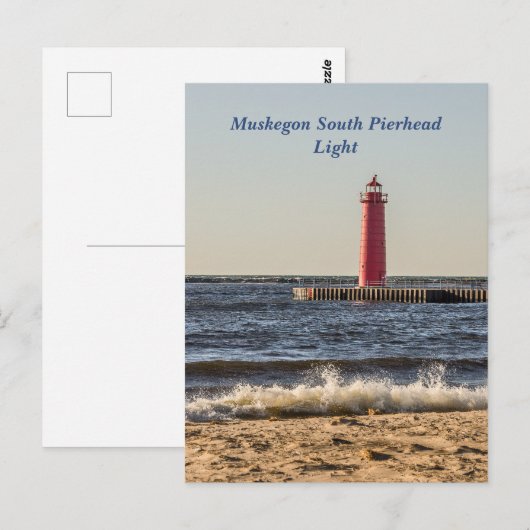Muskegon South Pierhead Light Briefkaart (Voorkant / Achterkant)