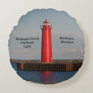 Muskegon South Pierhead Light round kussen