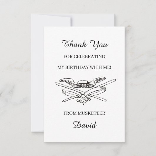 Musketeer Held Koude Kids Jongens Verjaardagsfeest Bedankkaart (Voorkant)