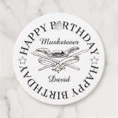 Musketeer Hero Happy Birthday Party  Bedankjes Labels (Voorkant)