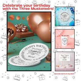 Musketeer Hero Happy Birthday Party  Papieren Bordje