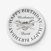 Musketeer Hero Happy Birthday Party Papieren Bordje (Voorkant)