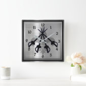 Musketeer Swords Silver Square Wall klok (Huis)