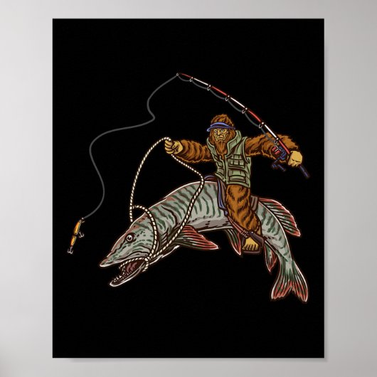 Muskie Fishing Tiger Musky Hunting Bigfoot Fisherm Poster (Voorkant)