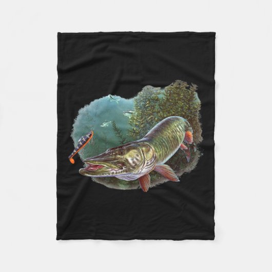 Muskie Hunter Musky visser Vliegen Vissen Lokken N Fleece Deken (Voorkant)
