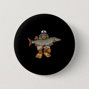 Muskie Vissen Tiger Musky Jagen Bigfoot Visser Ronde Button 5,7 Cm