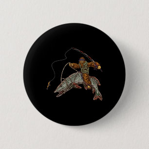 Muskie vissen Tiger Musky jagen Bigfoot Visser Ronde Button 5,7 Cm