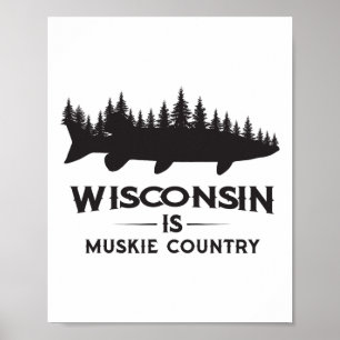 Muskie vissen - Wisconsin Is Muskie Country Poster