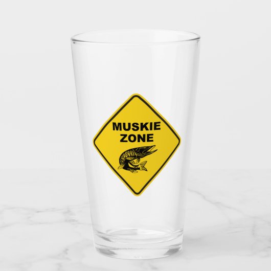 Muskie Vissen Zone Sign. Glas (Voorkant)