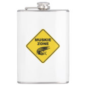 Muskie Vissen Zone Sign. Heupfles (Voorkant)