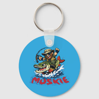 Muskie-Visser Rijdt Muskie – Visillustratie Sleutelhanger