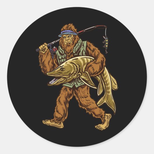 Muskie Vist Bigfoot Musky Jachtvissers Ronde Sticker (Voorkant)