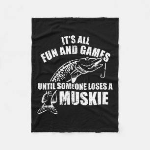 Muskie Vist het allemaal plezier en games tot op z Fleece Deken