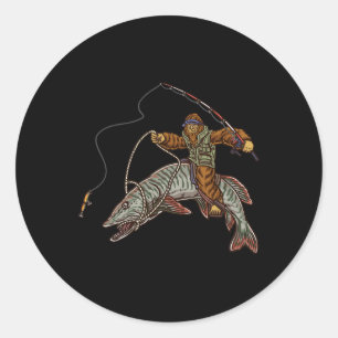 Muskie Vist tijger-moerasjachtboten Ronde Sticker