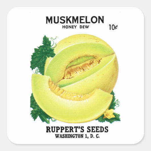 Muskmelon (Honey Dew) Seed Packet Label (Voorkant)