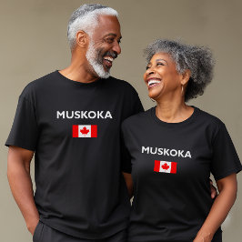 Muskoka Canada Canadese vlag Donkere kleur T-shirt