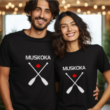 Muskoka Canada Crossed Paddle Oars Maple Leaf Dark