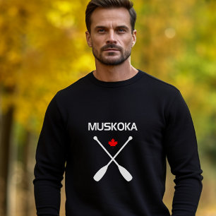 Muskoka Canada Crossed Paddle Oars Maple Leaf Dark Trui