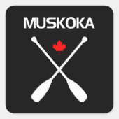 Muskoka Canada Crossed Paddle Oars Maple Leaf Dark Vierkante Sticker (Voorkant)
